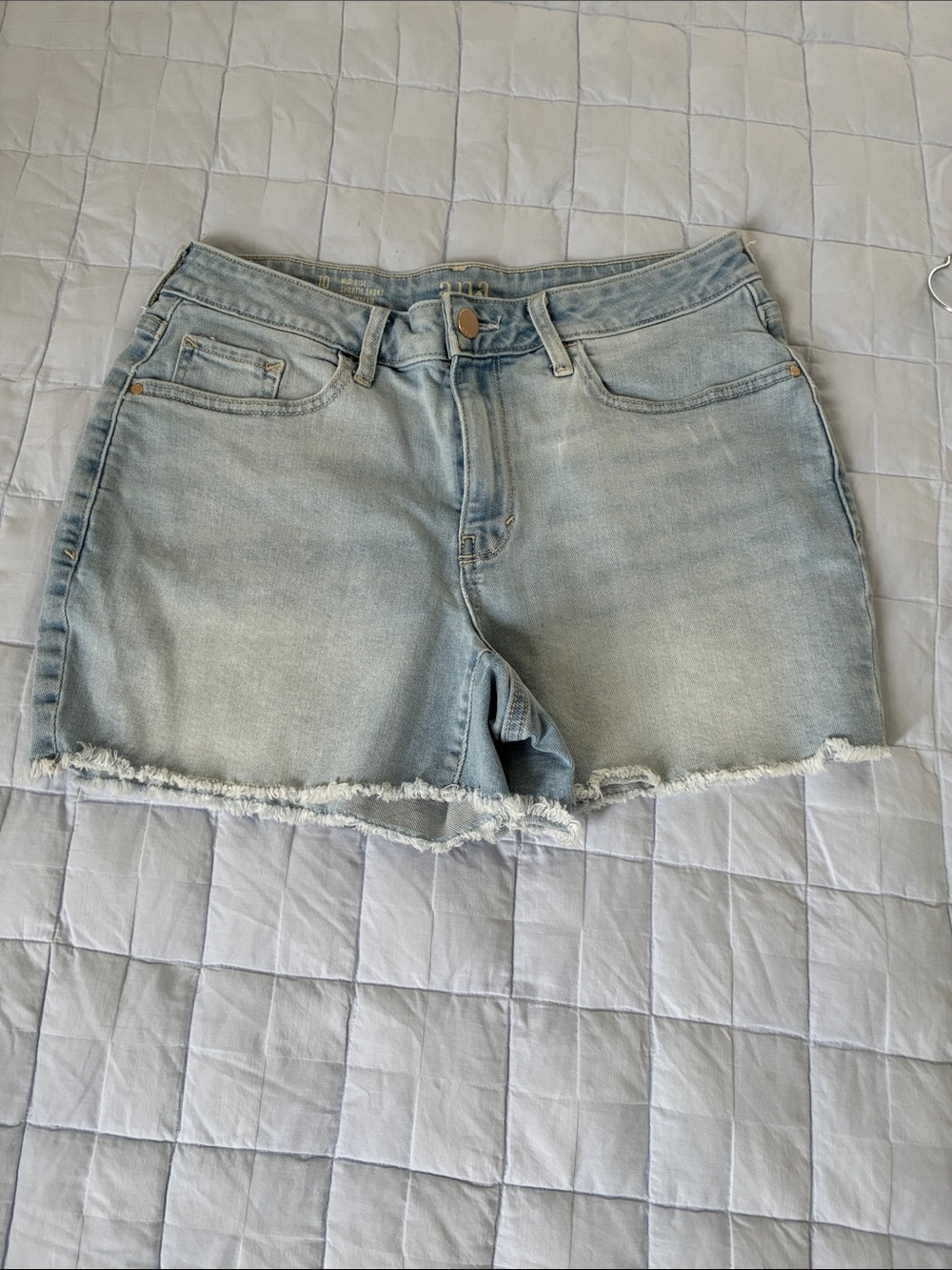a.n.a Light Blue Distressed Hem Denim Shorts